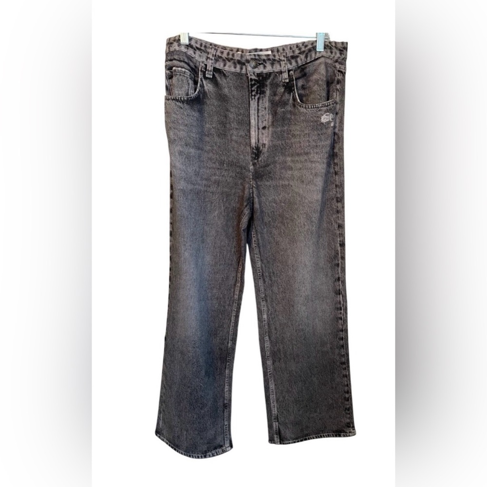 Rag & Bone Miramar Shea Terry High Rise Ankle Relax Straight Raven Size 30 NWT